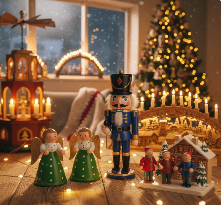 ヴェント＆キューンの天使、クリスチャン・ウルブリヒトのくるみ割り人形など、ドイツ有名ブランドのクリスマス木工芸品。