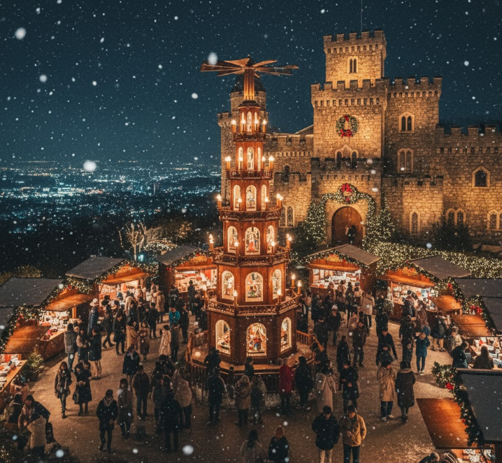 神戸布引ハーブ園の「古城のクリスマス」マーケットと7mのクリスマスタワー