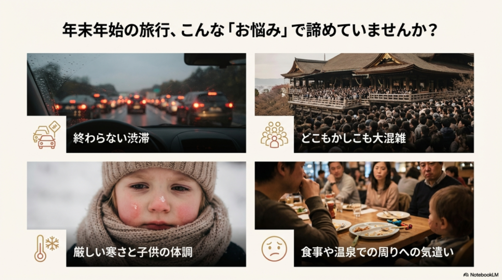 年末年始の旅行でよくある渋滞や混雑、寒さなどの悩み