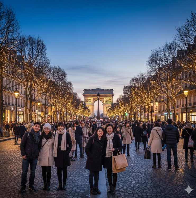 年末年始の賑わったパリの街の様子