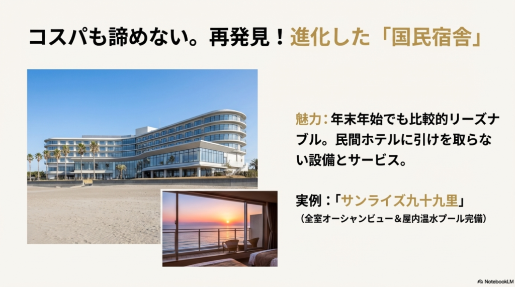 コスパ抜群の進化した国民宿舎 サンライズ九十九里の例