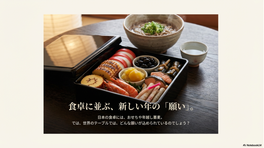 日本の年越しそばと、お正月の定番、おせち