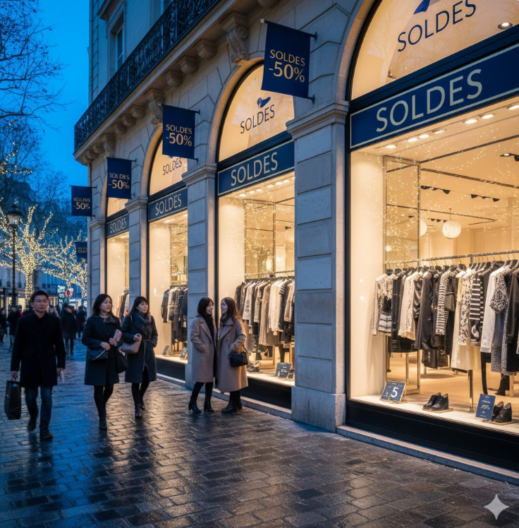 ソルド(Soldes)が行われているパリの綺麗な人気店。