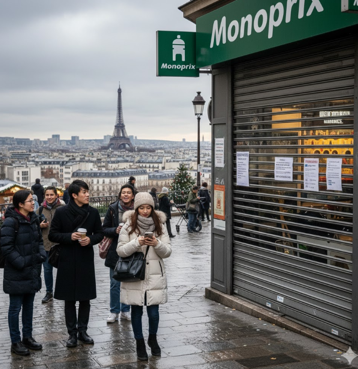 年末年始、パリのスーパーが閉まっている様子
