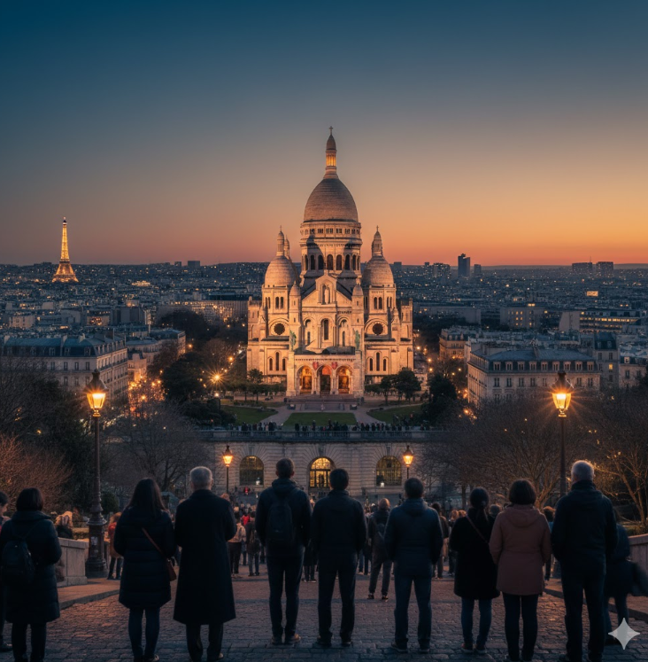 モンマルトルのサクレ・クール寺院の景色