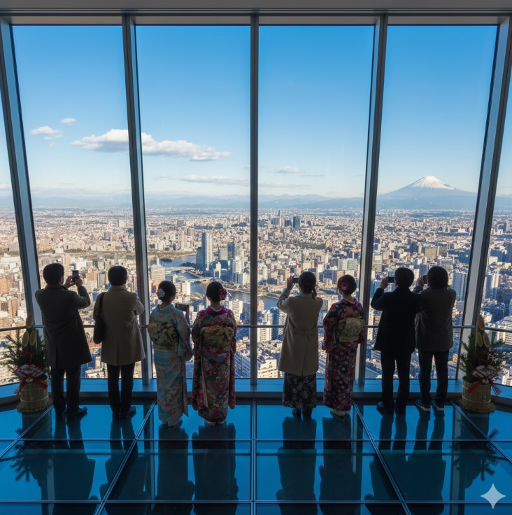 お正月のスカイツリー展望台
