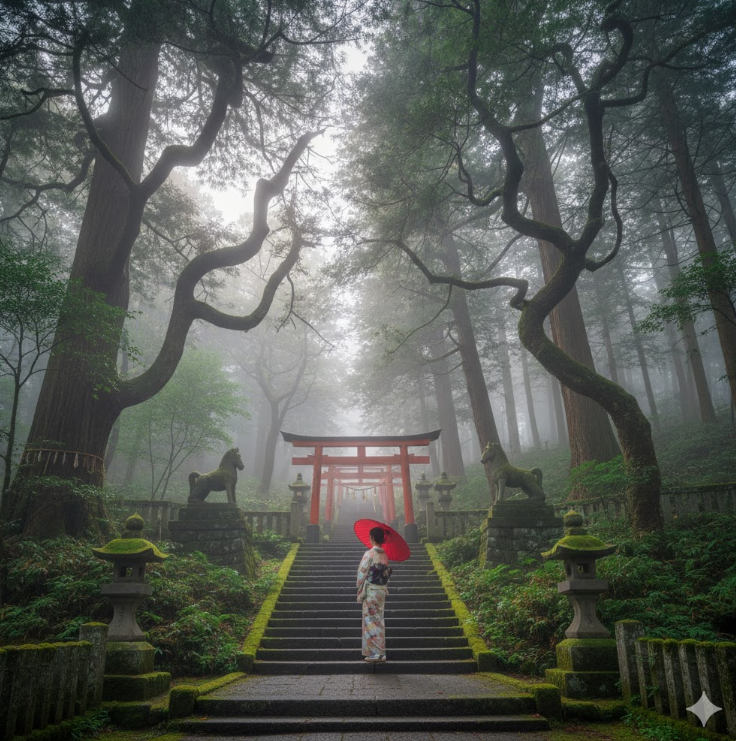 京都の神秘的な神社の景色