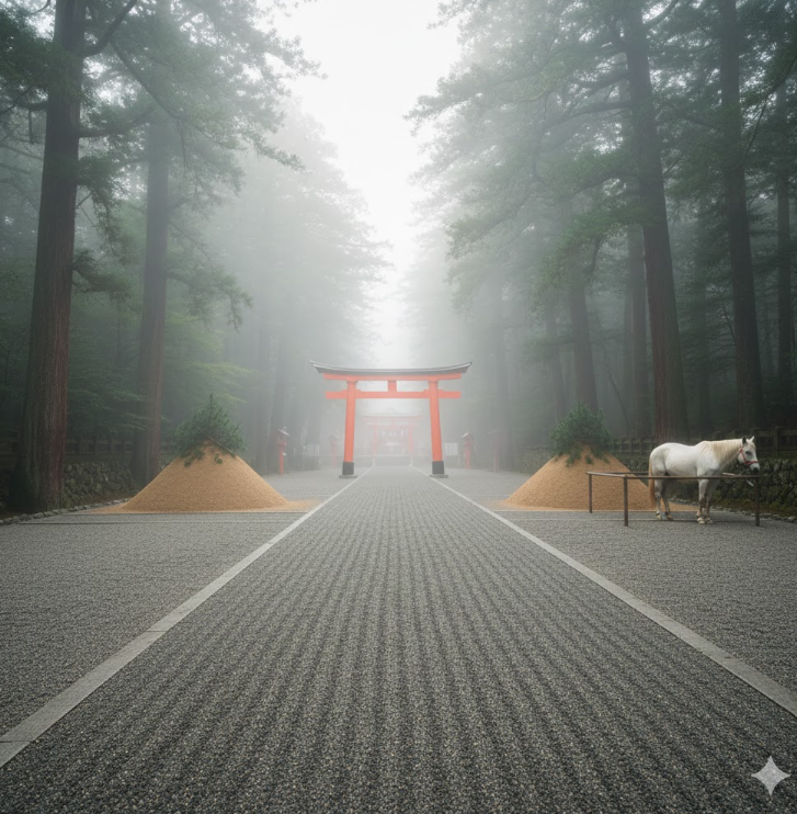 上賀茂神社で白馬が見られるイメージ