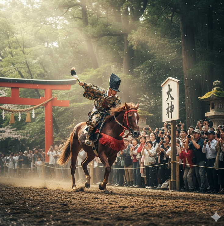 藤森神社で駈馬神事が行われている様子