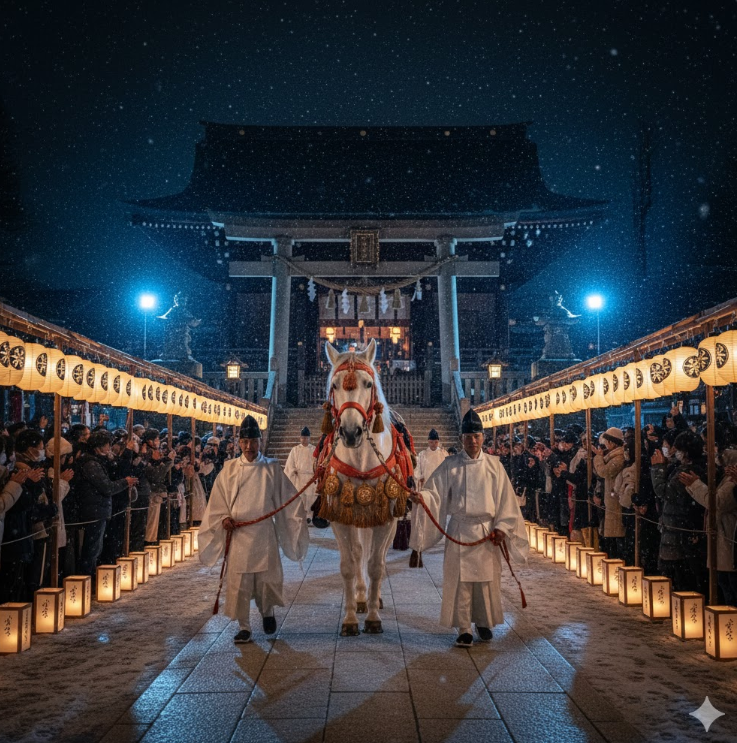 鹿島神宮の「白馬祭（おうめさい）」の様子

