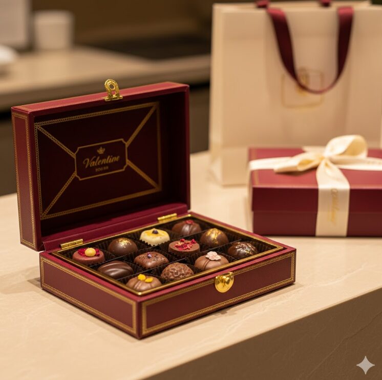 ホテルメイドの芸術的なジュエリーボックス型バレンタインチョコレート。