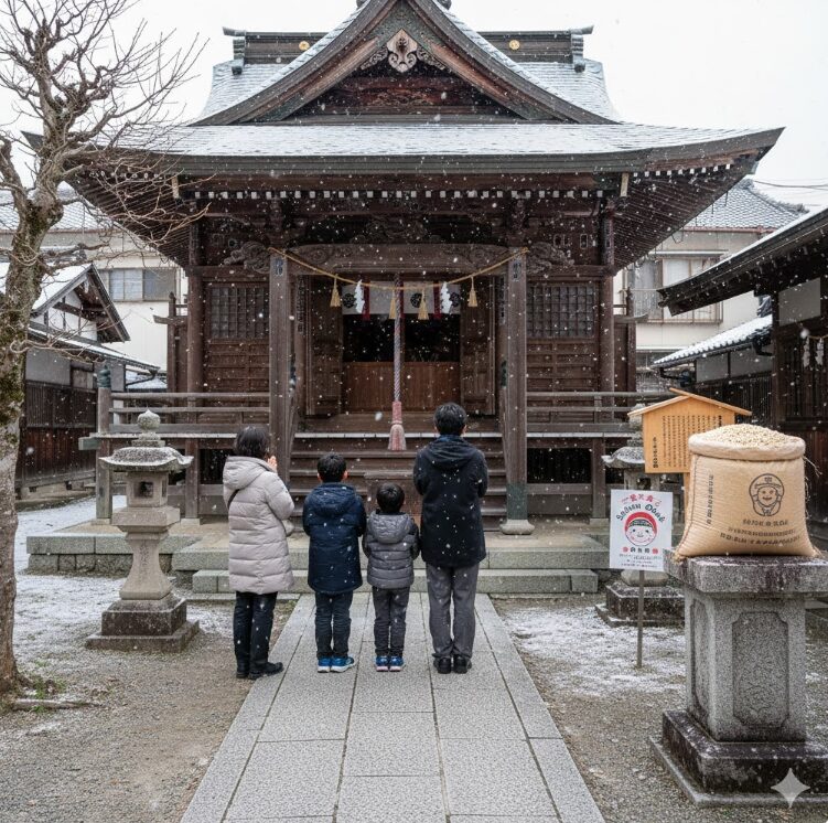 あわら温泉にある伝統的な薬師堂（小さな神社仏閣）を撮影した風景