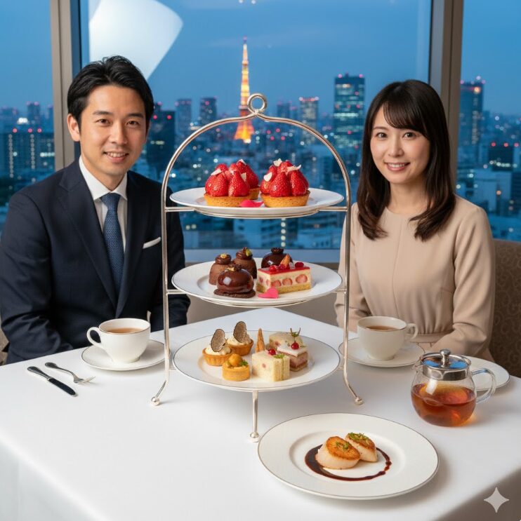 2026年トレンドの苺とチョコレートを贅沢に使用したホテルのバレンタインアフタヌーンティー。