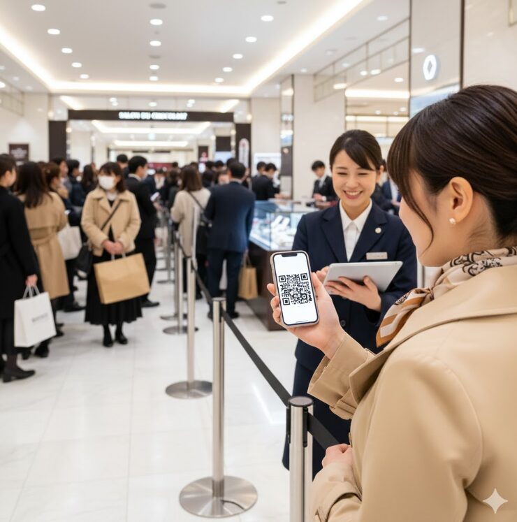 事前予約システムを利用してスマートに入場する来場者の様子