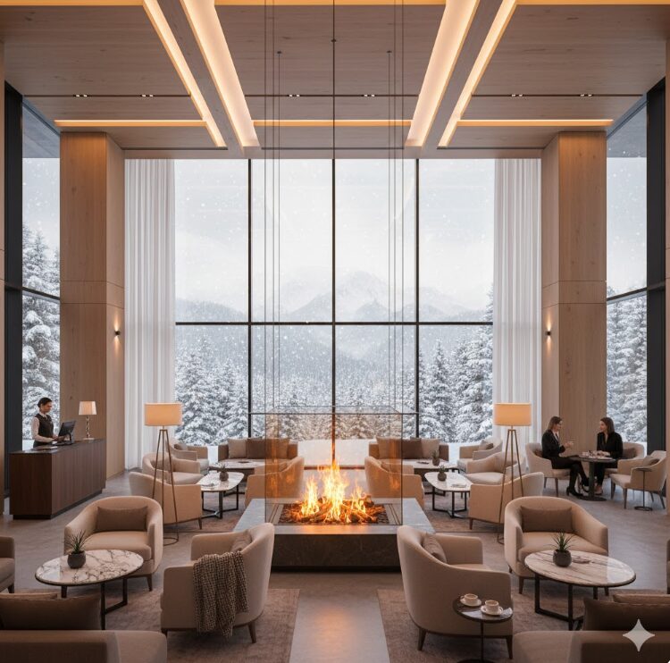 雰囲気の良いホテルのロビーの様子