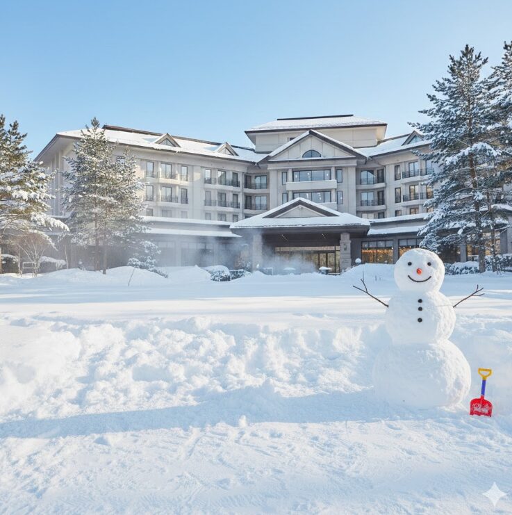 ホテルのすぐ目の前にある専用の雪遊び広場。