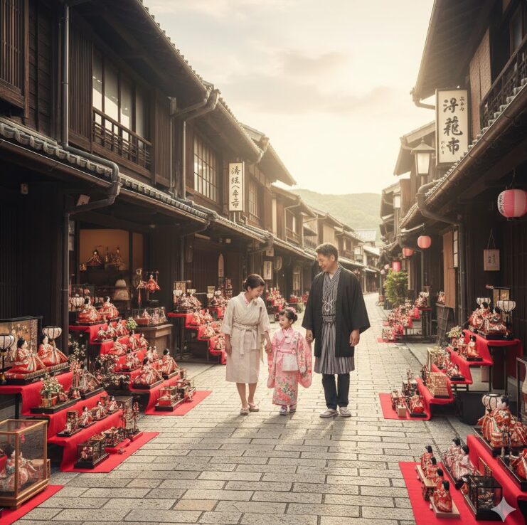 奈良県高取町の城下町で町歩きを楽しみながら鑑賞する雛めぐり