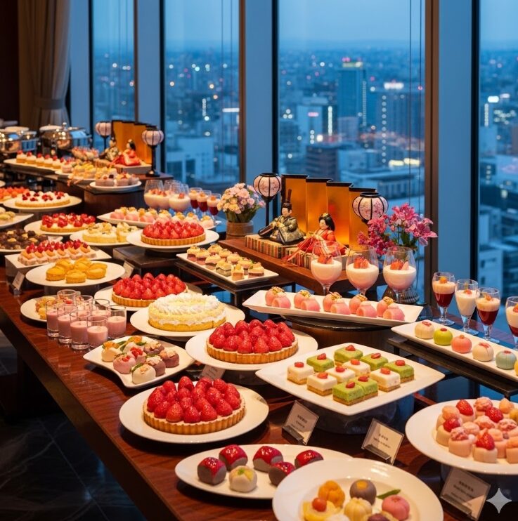 大阪の高級ホテルで提供されるいちごスイーツやひな祭り限定のスイーツビュッフェ