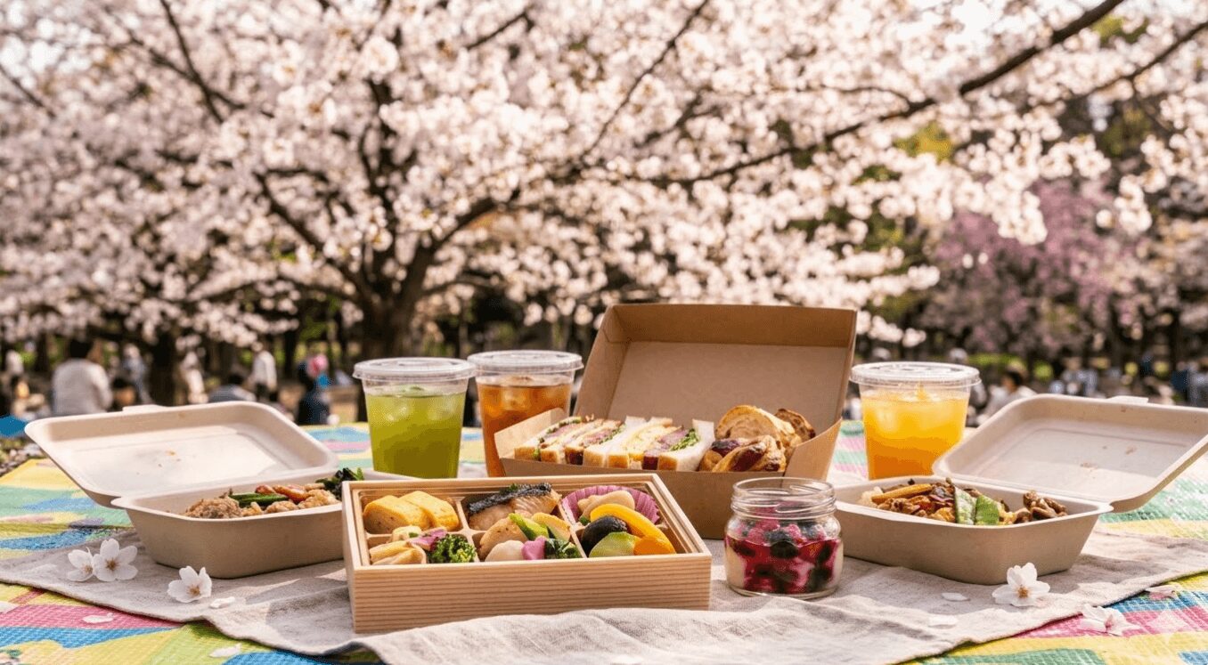 代々木公園の桜の下、周辺の人気店でテイクアウトしたおしゃれなグルメ