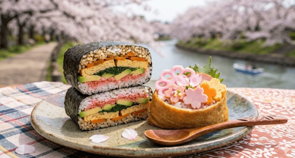 海苔の上に具材を乗せてパタパタと畳む、断面が華やかで冷めても美味しい最新トレンドの「折りたたみおにぎり」。